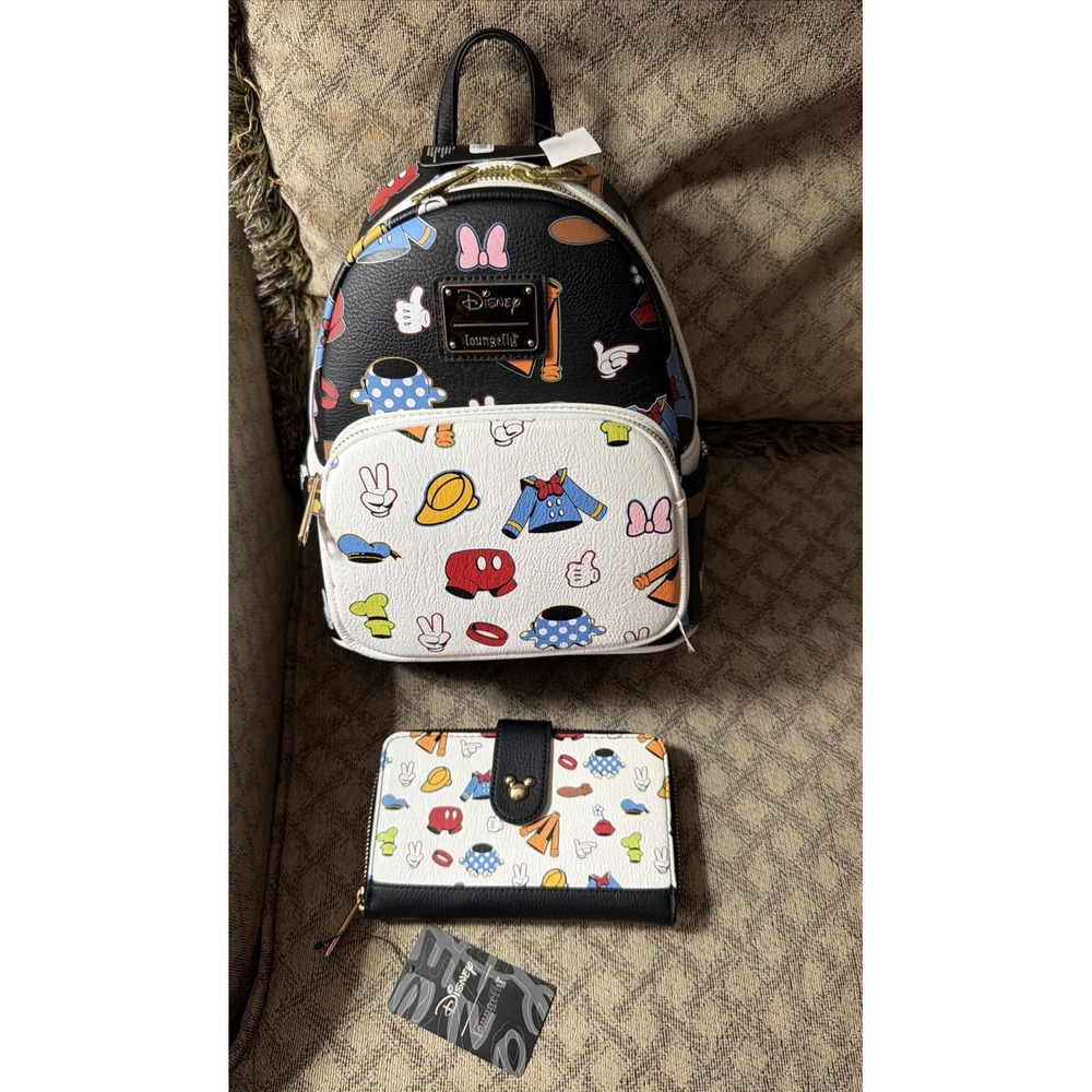 Loungefly Disney Sensational 6 Mini Backpack Mickey & The Gang Wallet Retired